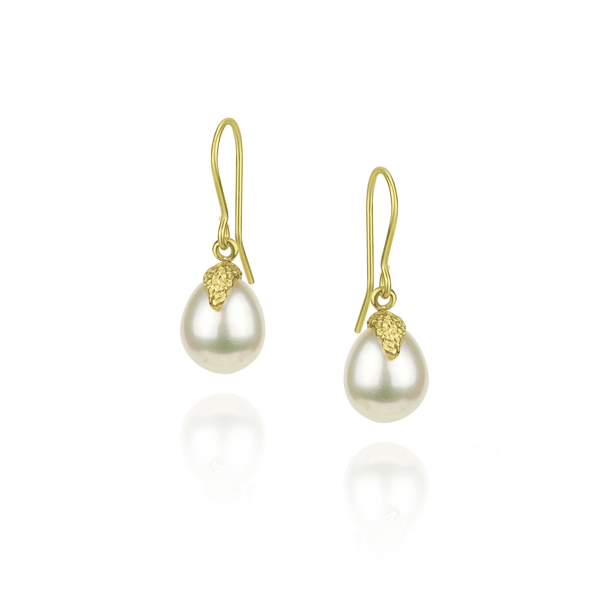 Fish Hook & Textured Feature Pearl Earrings