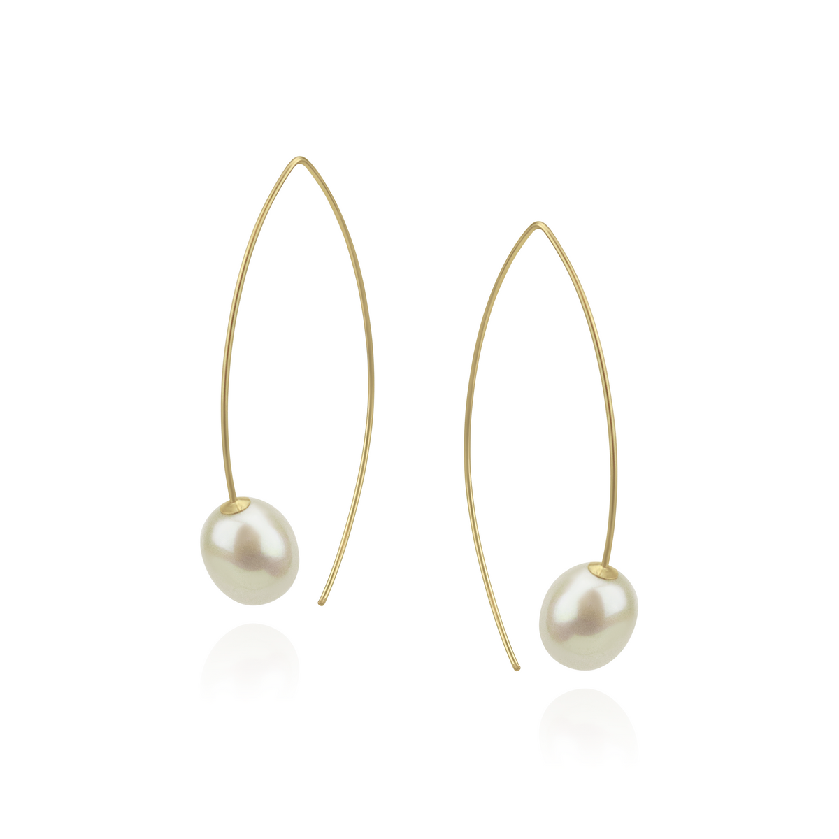 Long Fish Hook Pearl Earrings