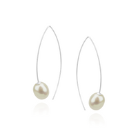 Long Fish Hook Pearl Earrings