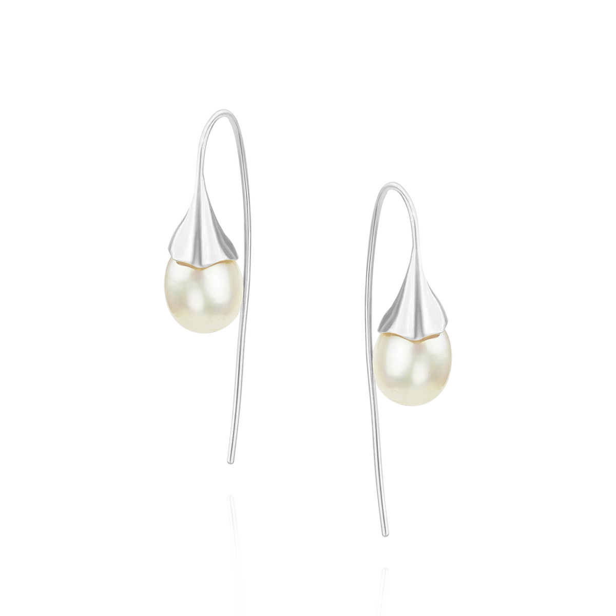 Large Flower Bud Pearl Earrings