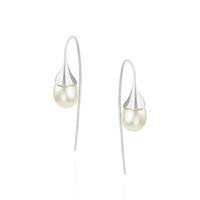 Large Flower Bud Pearl Earrings