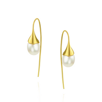Large Flower Bud Pearl Earrings