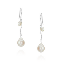 Swirly Double Pearl Drop Earrings
