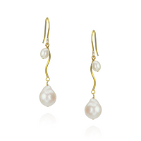 Swirly Double Pearl Drop Earrings