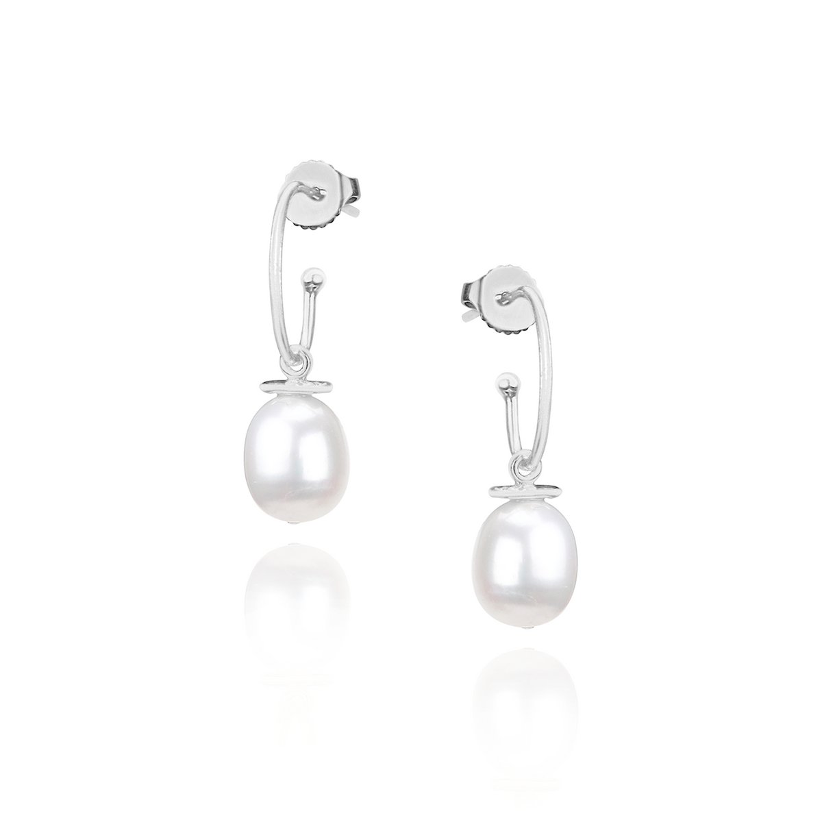 Pearl Drop Oval Hoop Earrings
