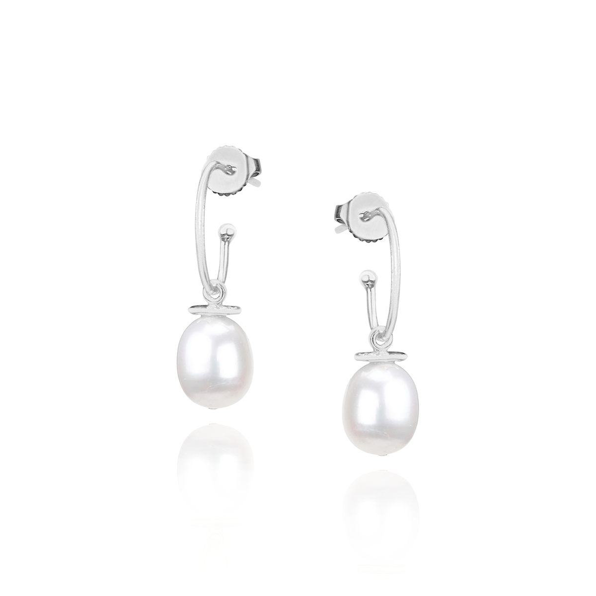 Pearl Drop Oval Hoop Earrings