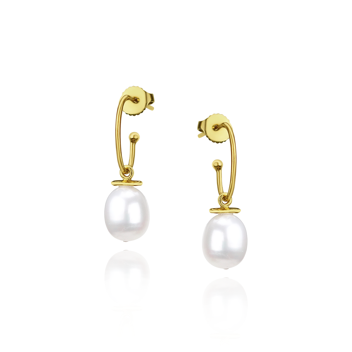Pearl Drop Oval Hoop Earrings