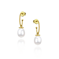Pearl Drop Oval Hoop Earrings