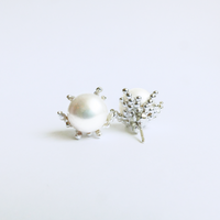 Coral Blossom Pearl Stud Earrings