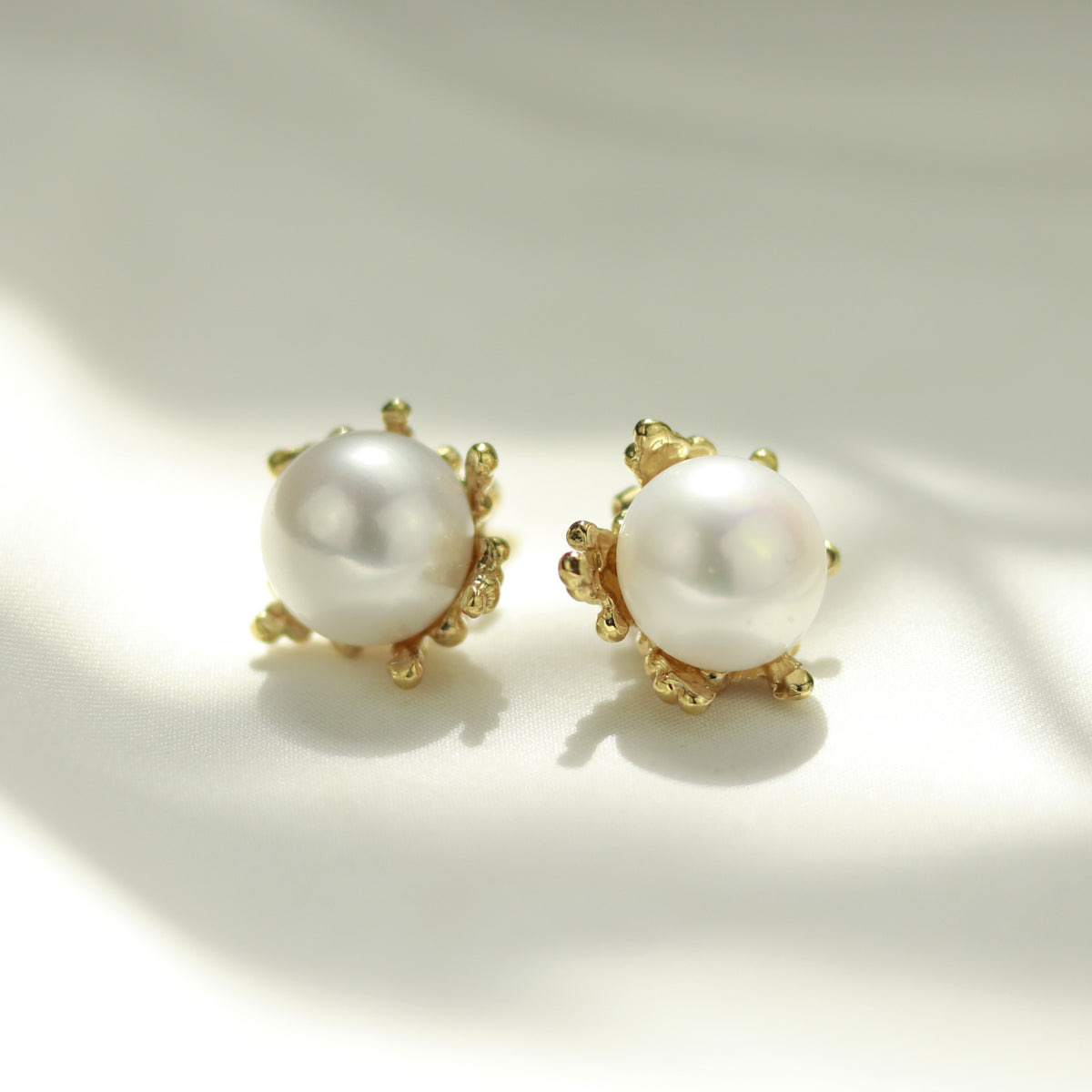 Coral Blossom Pearl Stud Earrings