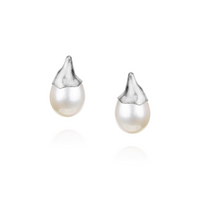 Large Flower Bud Pearl Studs
