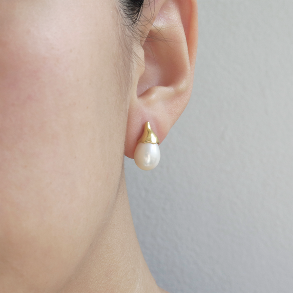 Large Flower Bud Pearl Studs