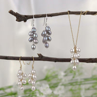Rice Pearl Grape Cluster Earrings