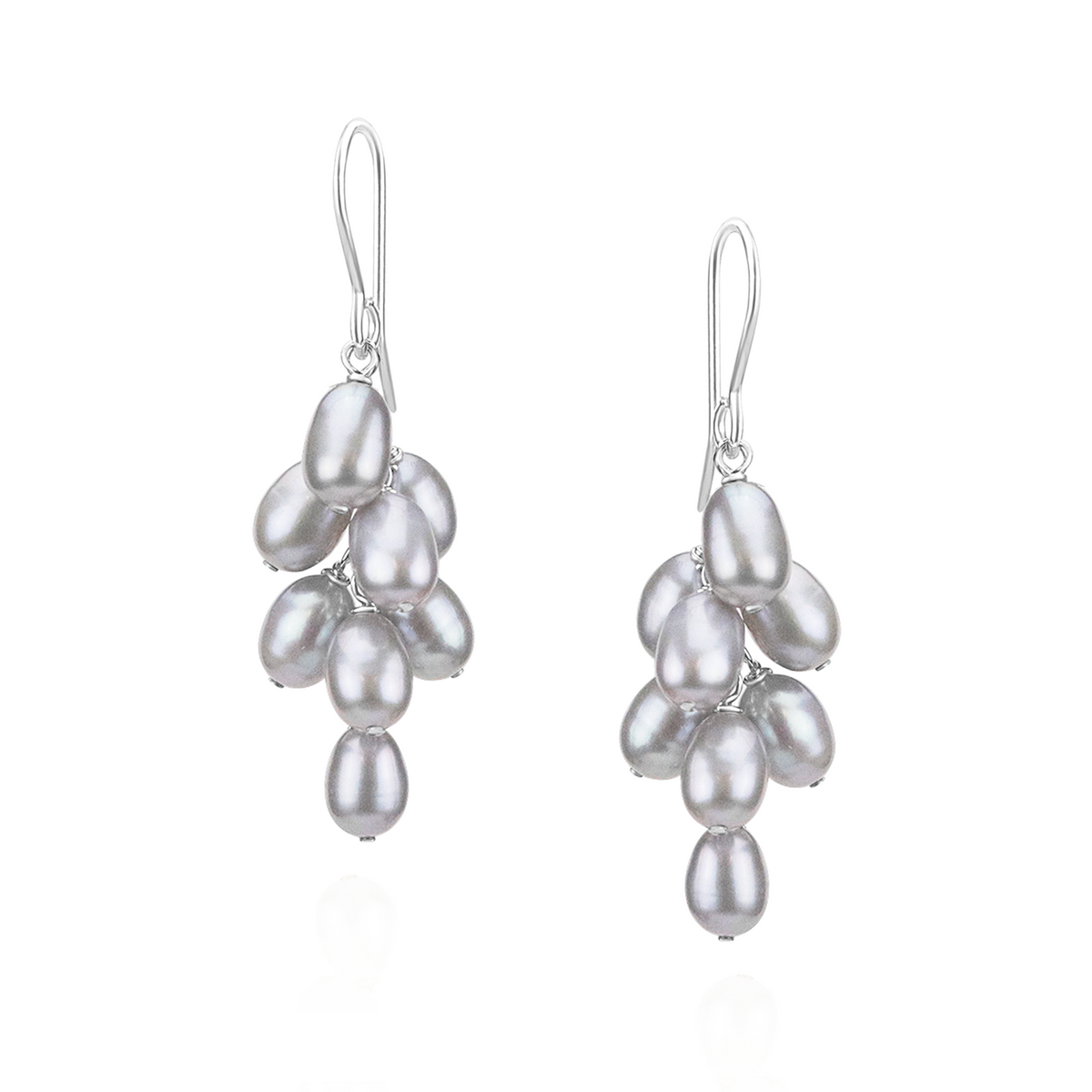 Rice Pearl Grape Cluster Earrings