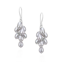 Rice Pearl Grape Cluster Earrings