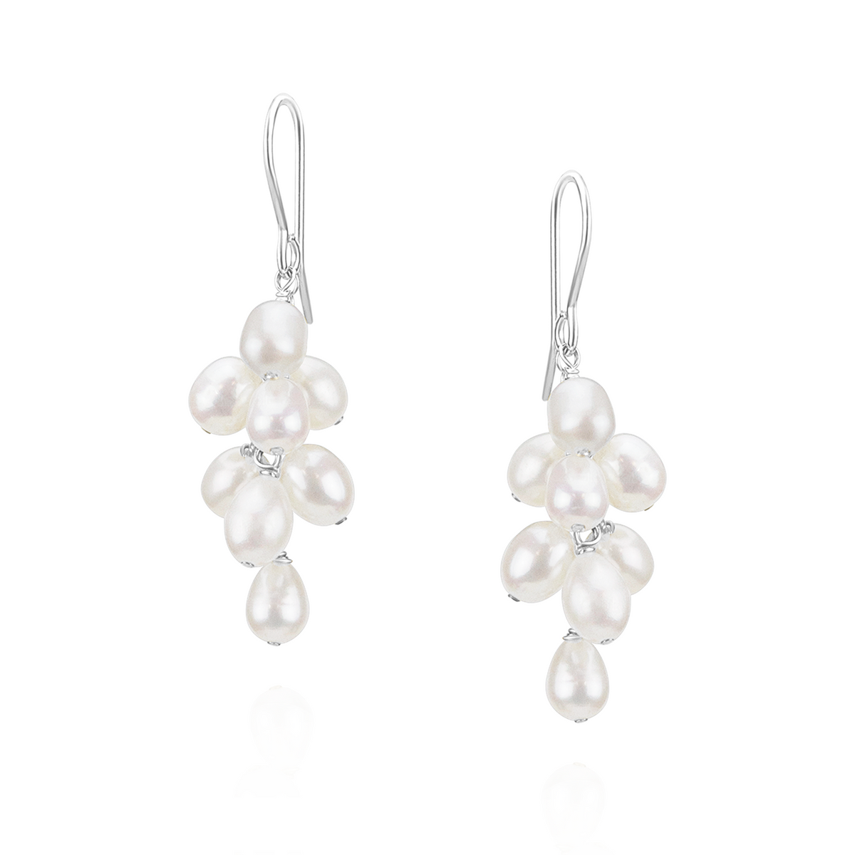 Rice Pearl Grape Cluster Earrings