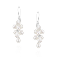 Rice Pearl Grape Cluster Earrings