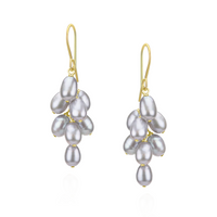 Rice Pearl Grape Cluster Earrings