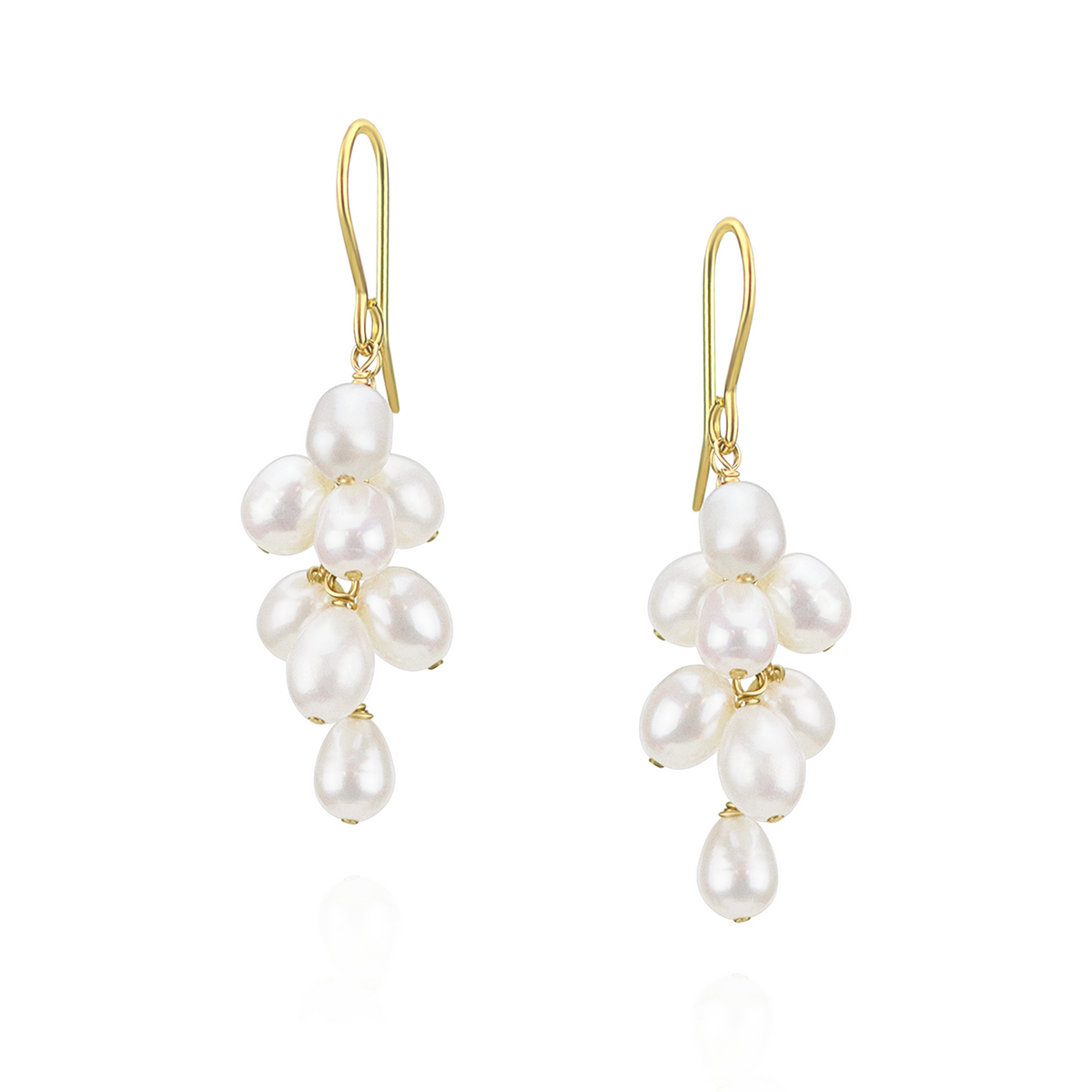 Rice Pearl Grape Cluster Earrings