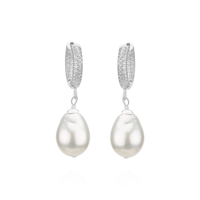 Pearl & Clear Zircon Huggie Hoops