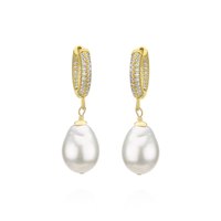 Pearl & Clear Zircon Huggie Hoops