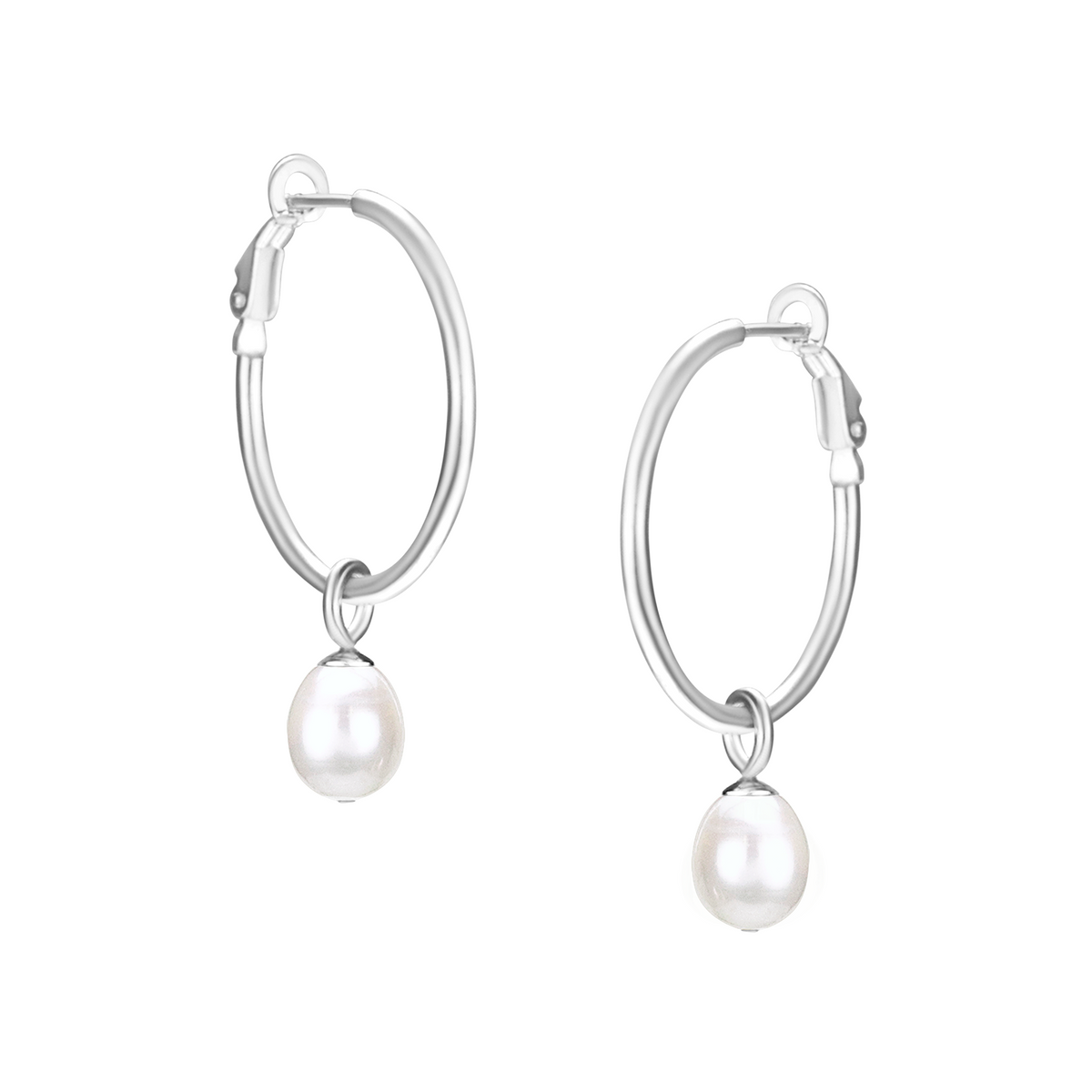 Omega Back Hoops & Pearl Charms
