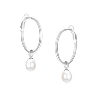 Omega Back Hoops & Pearl Charms