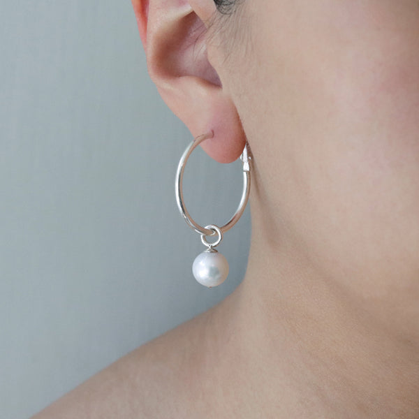 Omega Back Hoops & Pearl Charms
