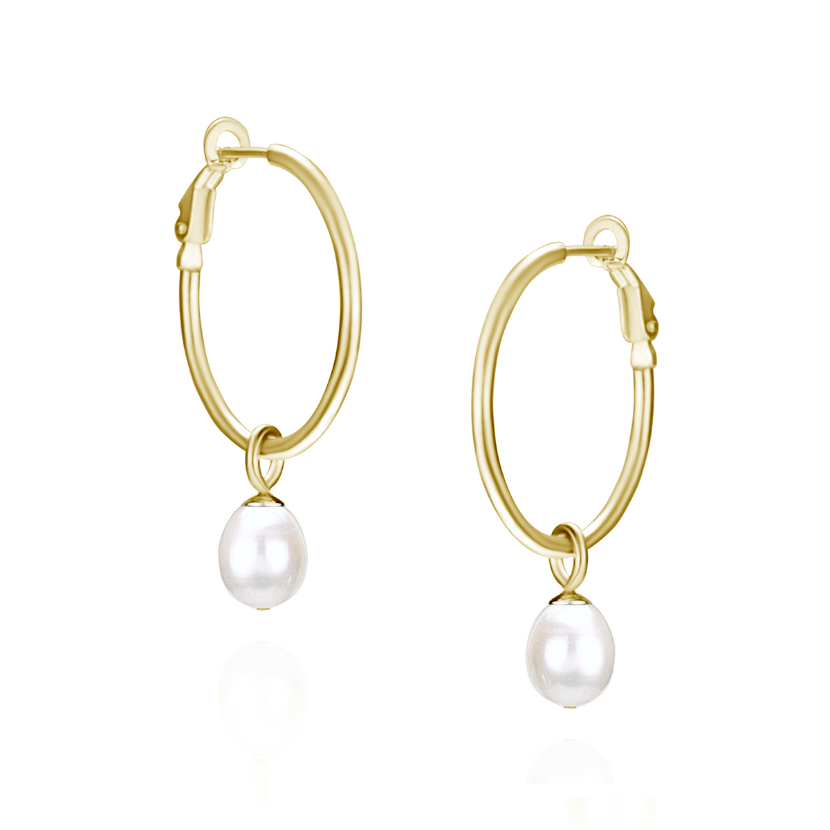 Omega Back Hoops & Pearl Charms