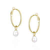 Omega Back Hoops & Pearl Charms