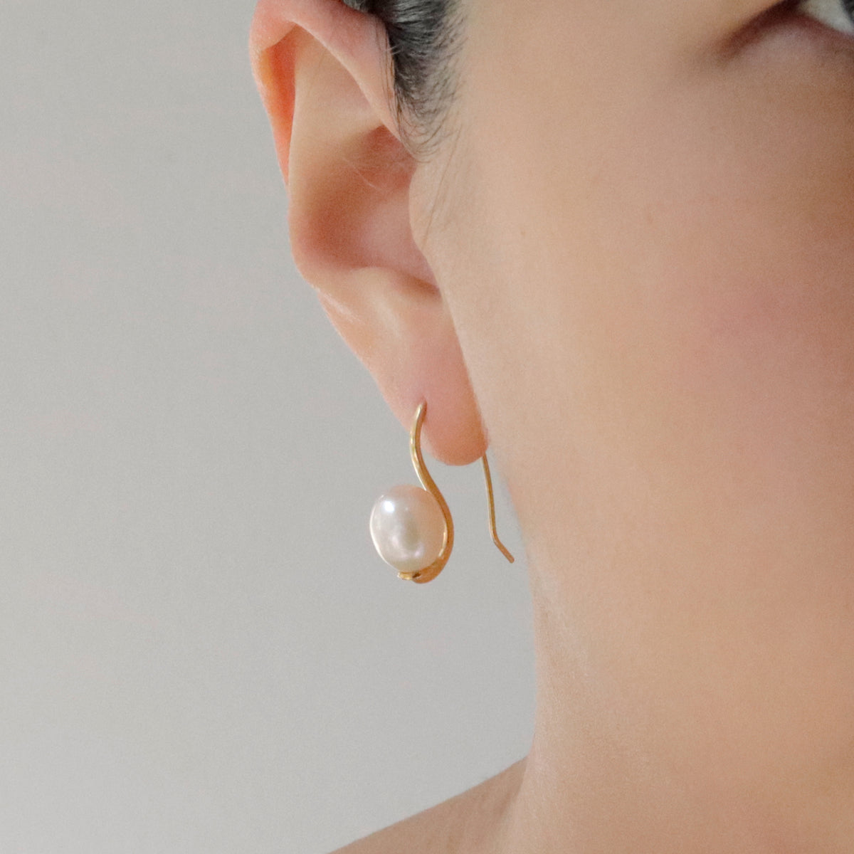 Fish Hook Pearl Earrings