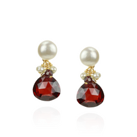 Pearl and Gemstone Heart Drop Earrings