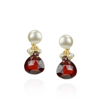 Pearl & Heart Gemstone Drop Earrings