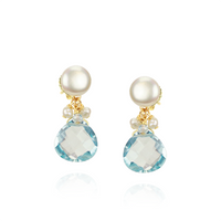 Pearl & Heart Gemstone Drop Earrings