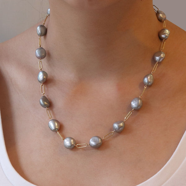 Grey Pearl Link Necklace - Limited Edition