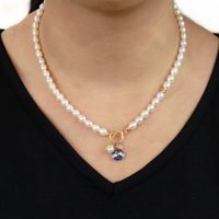 Tanzanite Zircon and Pearl Toggle Necklace