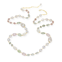 Pearl & Pastel Gemstone Long Necklace