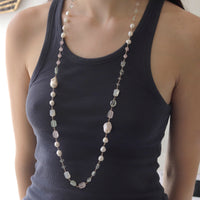 Pearl & Pastel Gemstone Long Necklace