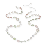 Pearl & Pastel Gemstone Long Necklace