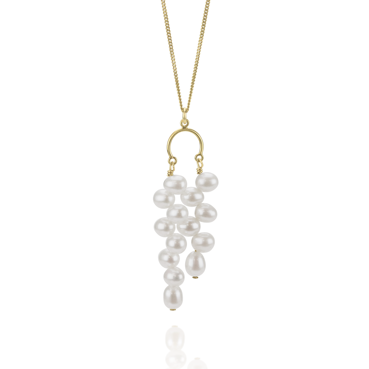 Zigzag Double Drop Pearl Pendant