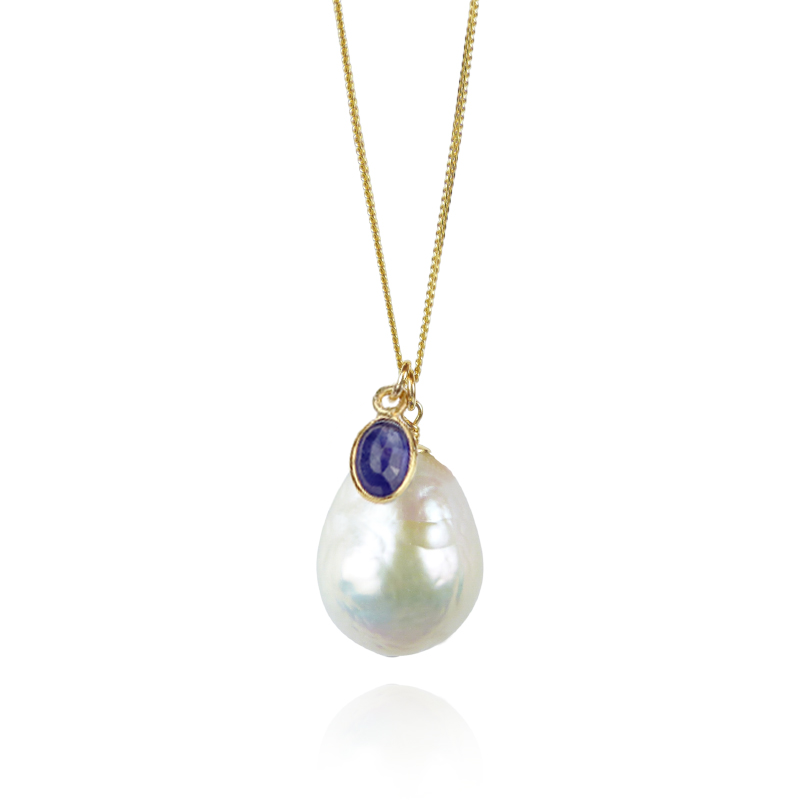 Pearl & Gemstone Slice Necklace