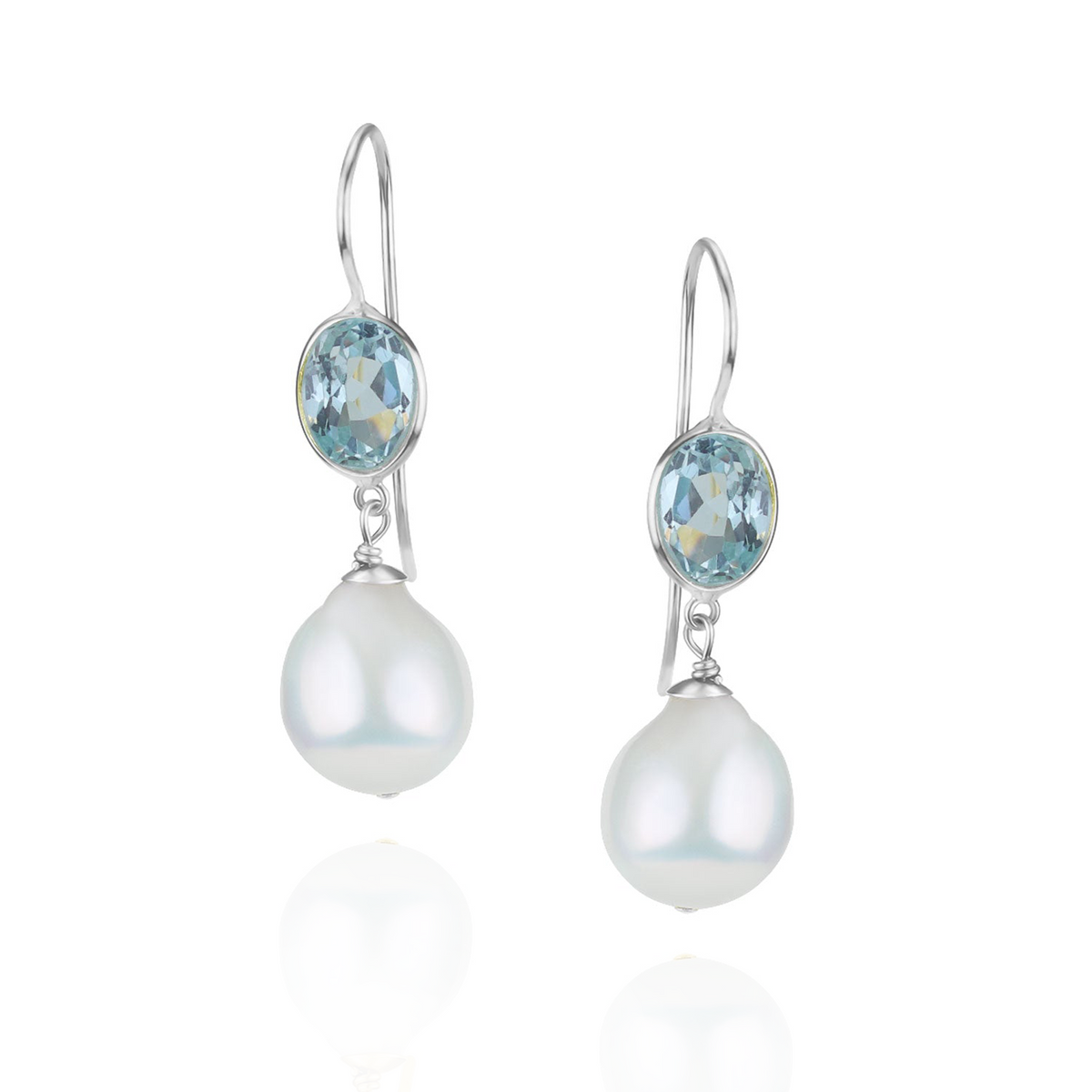 Green Amethyst & Pearl Ear Wire Drop Earrings