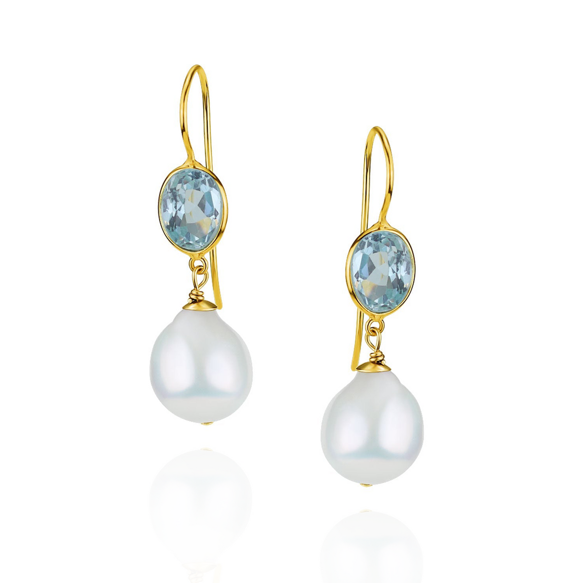 Green Amethyst & Pearl Ear Wire Drop Earrings