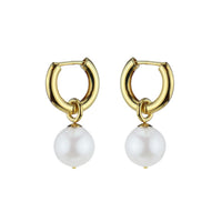Pearl Hinged Huggie Earrings