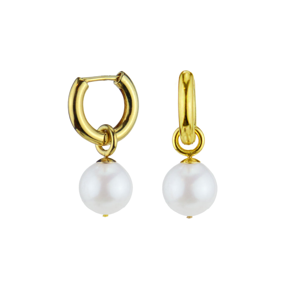 Pearl Hinged Huggie Earrings