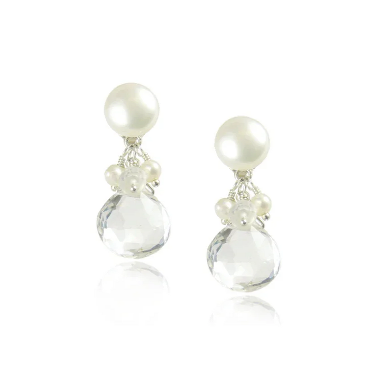 Pearl & Heart Gemstone Drop Earrings