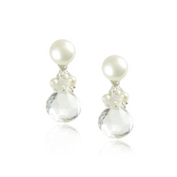 Pearl & Heart Gemstone Drop Earrings