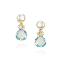 Pearl & Heart Gemstone Drop Earrings