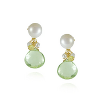 Pearl & Heart Gemstone Drop Earrings
