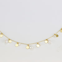 Shimmery Discs & Pearls Necklace